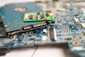 micro circuit main board computer electronic technology, hardware, mobile phone, upgrade, cleaning concept. photo