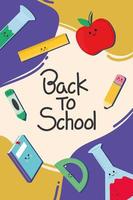 back to school kawaii poster vector