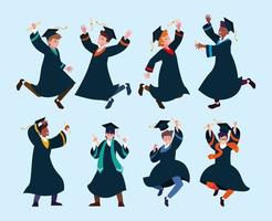 set of people students, university graduation vector