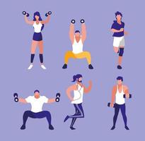 set of people doing recreational activities vector