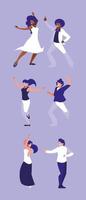 set of people dancing party, dancing club, music and nightlife vector