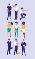 Set of women and men workers vector design