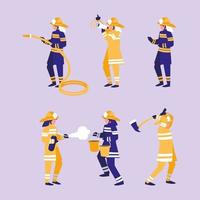 Set of firefighter men vector design