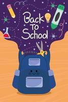 back to school kawaii bag vector