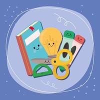 school kawaii objects vector