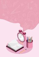 school book and clock vector