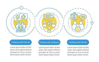 charlando gente vector plantilla de infografía. comunicación. elementos de diseño de presentación de negocios. visualización de datos con pasos y opciones. gráfico de la línea de tiempo del proceso. diseño de flujo de trabajo con iconos lineales