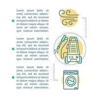 Plantilla de vector de página de artículo de servicios de limpieza. lavado a presión. folleto, revista, elemento de diseño de folleto con iconos lineales y cuadros de texto. diseño de impresión. ilustraciones de concepto con espacio de texto