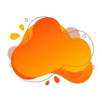 Abstract fluid design element. Minimalistic background for text. Wavy bubble banner, poster clipart with lines, dots. Gradient liquid orange flat shape. Geometric color illustration. Isolated vector