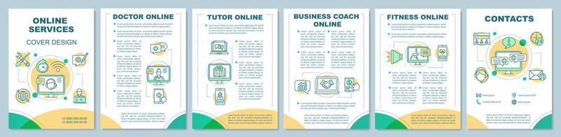 Online services brochure template layout. Web consultation. Flyer, booklet, leaflet print design with linear illustrations. Vector page layouts for magazines, annual reports, advertising posters