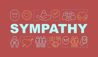 Sympathy word concepts banner. Charity and donation. Help, support. Presentation, website. Isolated lettering typography idea, linear icons. Falling in love. Vector outline illustration