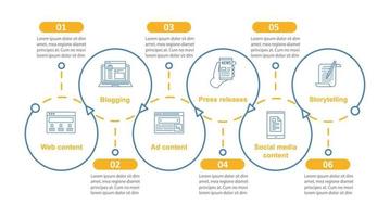 SMM courses vector infographic template. Social media promotion. Marketing. Business presentation design elements. Data visualization with steps and options. Process timeline chart. Workflow layout