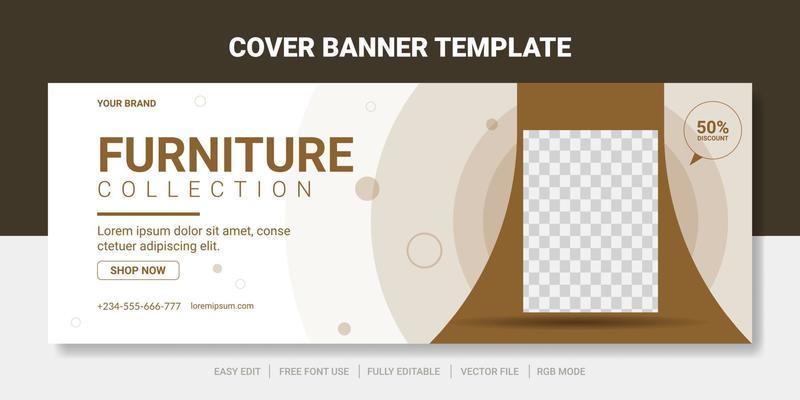 Elegant furniture sale cover social media post and web banner template.