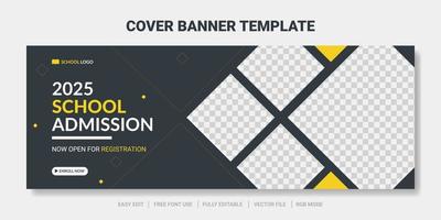 Modern school admission cover social media post and web banner template. vector