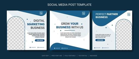 Set of creative business agency social media post banner template. good for web advertising, website ads and any marketing. fully editable. vector