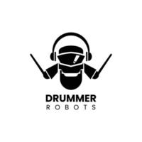 El robot baterista es adecuado como logotipo o icono. vector