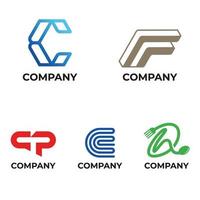 a set of company logos with various initials vector