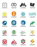 un conjunto de 20 logotipos de empresas en varios campos vector