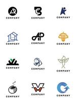 un conjunto de logotipos premium contiene 12 logotipos que puede editar y usar en varios campos comerciales vector