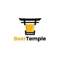 logo templo y cerveza perfecto para el bar vector