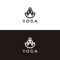 diseño de logotipo con un icono de movimiento de yoga vector