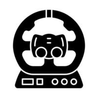 Gaming accessory glyph icon. PC steering wheel. Esports device. Gadget for driving simulation game. Racing. Silhouette symbol. Negative space. Vector isolated illustration