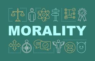 Morality word concepts banner. Reliability, honesty. Business ethics. Moral dilemma resolving. Presentation, website. Isolated lettering typography idea with linear icons. Vector outline illustration