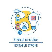 Ethical decision concept icon. Moral issue resolving idea thin line illustration. Conflict, problem resolution. Business ethics. Moral choice making. Vector isolated outline drawing. Editable stroke