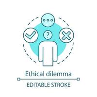 Ethical dilemma concept icon. Moral issue idea thin line illustration. Ethical problem, choice. Decision making. Conflict resolving. Moral reasoning. Vector isolated outline drawing. Editable stroke