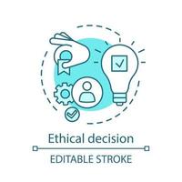 Ethical decision concept icon. Moral issue resolving idea thin line illustration. Business ethics. Conflict, problem resolution. Moral choice making. Vector isolated outline drawing. Editable stroke