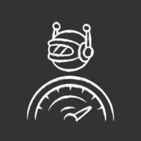 Optimizer bot chalk icon. Search engine optimization. Software program. Computer operation. Artificial intelligence. Functional bot. Virtual assistance. Isolated vector chalkboard illustration