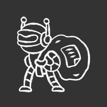 icono de tiza de bot raspador. robot malo malicioso. robo de contenido. Programa de software. bot de recopilación de datos de Internet. servicio de web scraping. inteligencia artificial. ilustración de pizarra de vector aislado