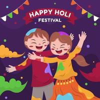 Happy Children Celebrating Holi Festival vector