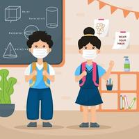 Student Back to School with New Normal Protocol vector