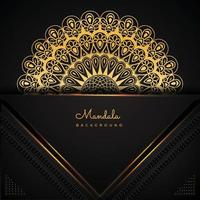 Luxurious arabesque mandala pattern background in gold color with abstract floral pattern and traditional Arabian concept vector