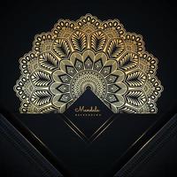 Diseño de fondo de mandala ornamental de lujo con degradado dorado en textura abstracta para tarjetas de visita, carteles, folletos, volantes, invitaciones, pancartas, etiquetas y diseño de moda. vector