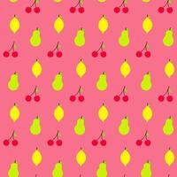 Flat Fruits Set Seamless Pattern Pink vector