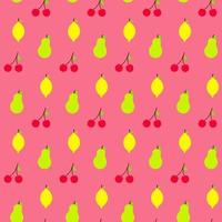 Flat Fruits Set Seamless Pattern Pink vector