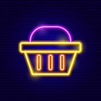 Neon Shopping Basket Icon vector