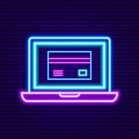Neon Laptop with Credit Card Sign vector