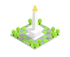 Monas in Jakarta isometric design vector