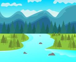 Illustration vector design of river in the mountains.