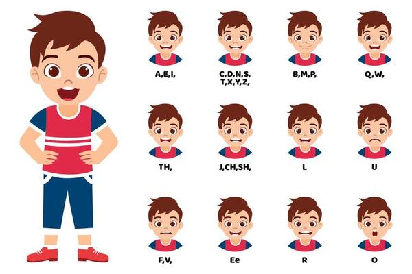 Cute cartoon kid boy character talking mouth and lips expressions vector animations poses pronunciation speak, tongue and articulate and wearing beautiful outfit 4977260 Vector Art at Vecteezy Cute cartoon kid boy character talking mouth and lips expressions vector animations poses pronunciation speak, tongue and articulate and wearing beautiful outfit 4977260 Vector Art at Vecteezy