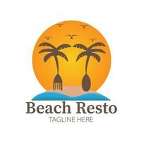 Restaurante de diseño de logotipo de plantilla de playa para negocio o empresa vector
