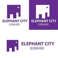 diseño de ilustración vectorial del logotipo de la ciudad de elefantes vector