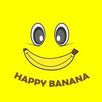 Banana template logo design with smile expression vector