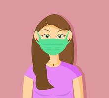 Illustration vector design of a beautiful woman using medical mask