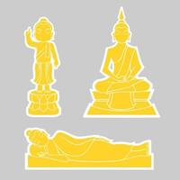 Graphic vector of Buddha for Visakha Puja day. Birth, Enlightenment and Extinction.