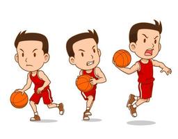 personaje de dibujos animados del jugador de baloncesto. vector