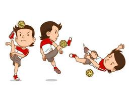 personaje de dibujos animados del jugador sepak takraw. vector